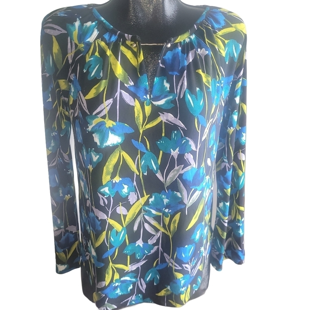 The Limited Colorful Floral Print Long Sleeve Blouse Size M